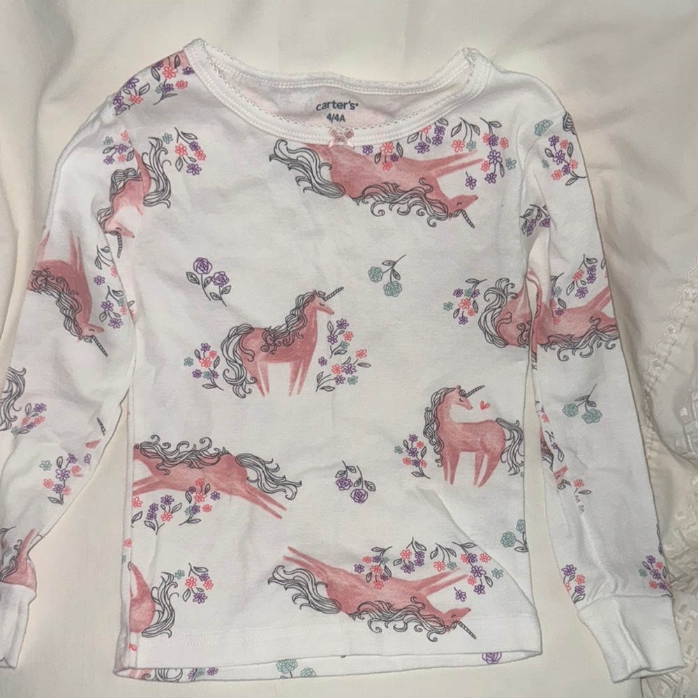 Carter's White and Pink Long Sleeve Tee with Playful Sloth Print